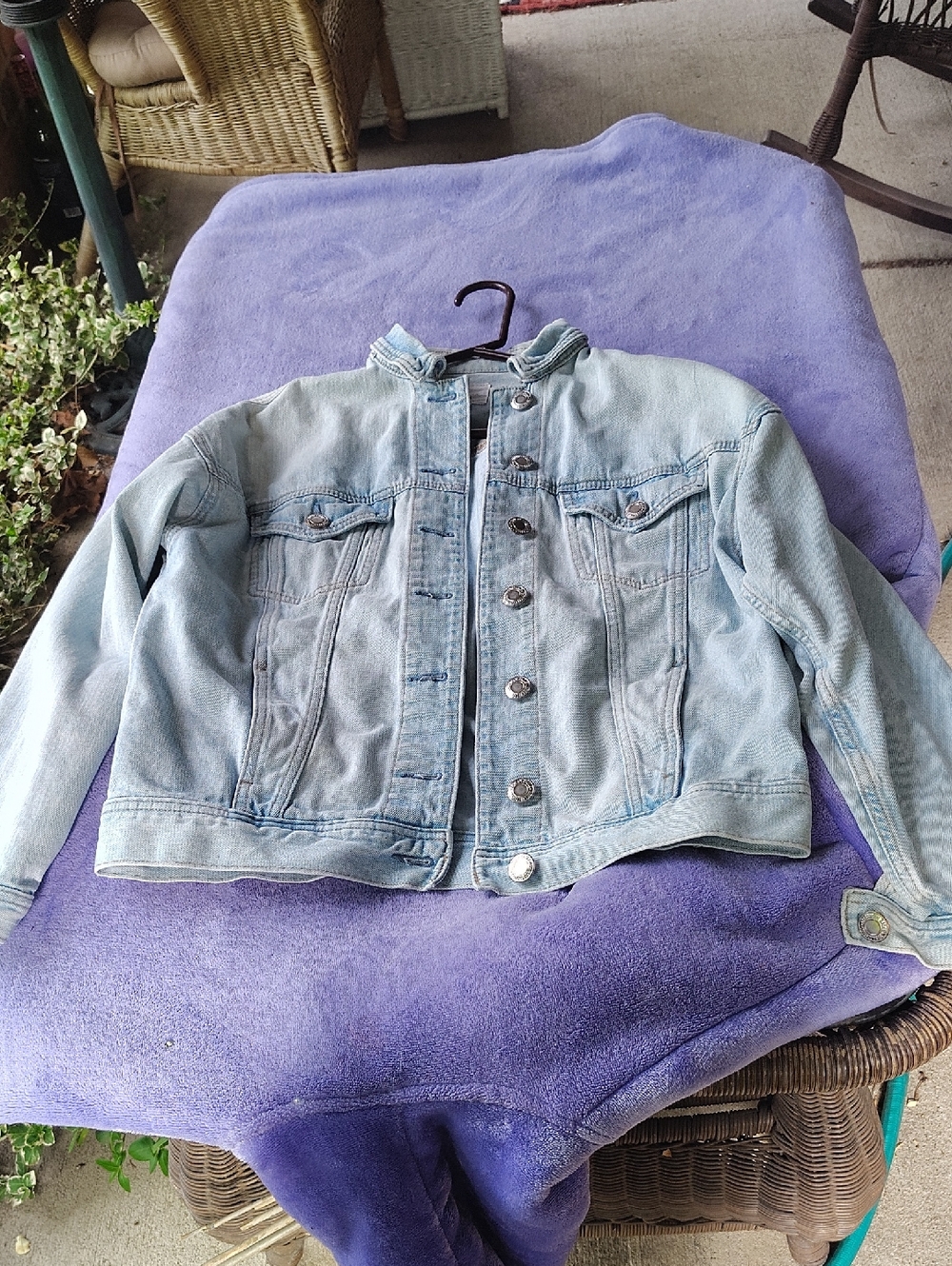 American Eagle Outfitters Washed Light Blue Denim Jacket
